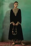 Buy Black Silk Velvet Embroidery Zardozi And Thread Fiza Kurta Palazzo ...