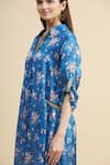 Zeel Doshi_Blue Silk Spread Collar Asymmetric Tunic  _at_Aza_Fashions