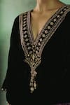Shop_Sureena Chowdhri_Black Saya Silk Velvet Kaftan_Online_at_Aza_Fashions