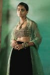Sureena Chowdhri_Green Mehfil Silk Velvet Lehenga Set_Online_at_Aza_Fashions
