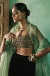 Buy_Sureena Chowdhri_Green Mehfil Silk Velvet Lehenga Set_Online_at_Aza_Fashions