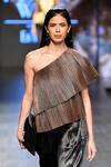 Buy_Rimzim Dadu_Brown Metallic One Shoulder Top_at_Aza_Fashions