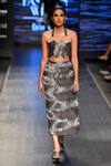 Buy_Rimzim Dadu_Silver Metallic Bandeau Crop Top And Skirt Set_at_Aza_Fashions