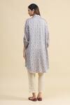 Shop_Zeel Doshi_Blue Silk Spread Collar Printed Tunic_at_Aza_Fashions