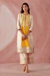 Shop_Sureena Chowdhri_White Silk Chanderi Kurta Palazzo Set_at_Aza_Fashions