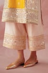 Sureena Chowdhri_White Silk Chanderi Embroidery Gota Patti Notched Kurta Palazzo Set  _at_Aza_Fashions