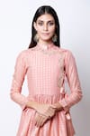 Buy_Nikasha_Pink Mandarin Collar Printed Angrakha Kurta Set _Online_at_Aza_Fashions