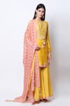 Buy_Nikasha_Yellow Silk Round Embroidered Kurta Sharara Set _at_Aza_Fashions