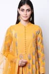 Buy Nikasha Yellow Band Collar Printed Kurta Set Online at Aza Fashions Buy_Nikasha_Yellow Band Collar Printed Kurta Set _Online_at_Aza_Fashions