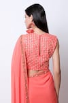 Buy_Nikasha_Coral Round Embroidered Saree With Blouse _Online_at_Aza_Fashions