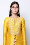 Nikasha_Yellow Silk Round Embroidered Kurta Sharara Set _Online_at_Aza_Fashions