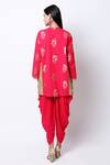 Shop_Nikasha_Pink Round Printed Kurta Set _at_Aza_Fashions