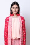 Nikasha_Red Round Printed Jacket Dhoti Pant Set _Online_at_Aza_Fashions