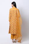 Shop Nikasha Yellow Band Collar Printed Kurta Set at Aza Fashions Shop_Nikasha_Yellow Band Collar Printed Kurta Set _at_Aza_Fashions