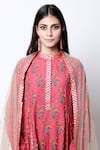Buy_Nikasha_Maroon Mandarin Collar Printed Anarkali Set _Online_at_Aza_Fashions