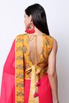 Buy_Nikasha_Yellow Chiffon V Neck Embroidered Saree With Blouse _Online_at_Aza_Fashions