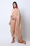 Nikasha_Beige Crepe Round Embroidered Dhoti Saree With Blouse_Online_at_Aza_Fashions