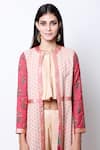 Nikasha_Beige Round Printed Jacket Dhoti Pant Set_Online_at_Aza_Fashions