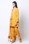 Nikasha_Yellow Cotton Silk V Neck Printed Kurta Set _Online_at_Aza_Fashions