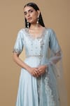 Niamh By Kriti_Blue Net Embroidered Resham Work Round Mirror Anarkali With Dupatta _Online_at_Aza_Fashions