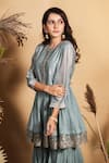 Shop_Maliha by Anar and Anoli_Grey Crushed Cotton Chanderi Silk Kurta And Sharara Set  _at_Aza_Fashions