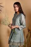 Maliha by Anar and Anoli_Grey Crushed Cotton Chanderi Silk Kurta And Sharara Set  _Online_at_Aza_Fashions