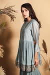 Buy_Maliha by Anar and Anoli_Grey Crushed Cotton Chanderi Silk Kurta And Sharara Set  _Online_at_Aza_Fashions