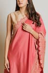 Buy_Maliha by Anar and Anoli_Beige Silk Round Draped Pant Saree Set _Online_at_Aza_Fashions