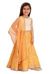 Buy_Bloomers by Amrita M_Yellow Floral Motif Lehenga Set For Girls_at_Aza_Fashions