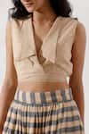 Buy_TIC_Beige Cotton Lapel Collar Crop Top For Women_Online_at_Aza_Fashions