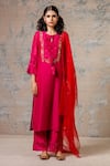 Devnaagri_Pink Chanderi Round Embroidered Kurta Set _Online_at_Aza_Fashions