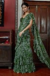 Arpita Mehta_Green Georgette Garden Print Pre-stitched Saree With Blouse_Online_at_Aza_Fashions