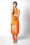 Buy_Taavare_Orange Silk Draped Kurta And Pant Set _at_Aza_Fashions