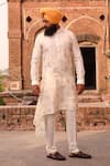 Nitesh Singh Chauhan_White Cotton Silk Draped Asymmetric Kurta Set_Online_at_Aza_Fashions