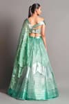 Shop_Amit Aggarwal_Green Tulle Asymmetric Metallic Draped Lehenga Set  _at_Aza_Fashions