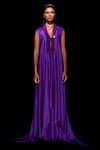 Buy_Amit Aggarwal_Purple Chiffon V Neck Draped Layered Dress _at_Aza_Fashions