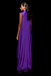 Shop_Amit Aggarwal_Purple Chiffon V Neck Draped Layered Dress _at_Aza_Fashions