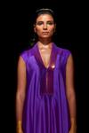 Buy_Amit Aggarwal_Purple Chiffon V Neck Draped Layered Dress _Online_at_Aza_Fashions