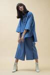Buy_Chillosophy_Blue Poplin Straight Collar Anti-fit Shirt _Online_at_Aza_Fashions