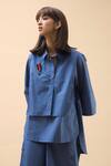 Buy_Chillosophy_Blue Poplin Straight Collar Anti-fit Shirt _at_Aza_Fashions