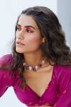 Shop_Osvag India_Gold Plated Semi Precious Gemstone Necklace _at_Aza_Fashions
