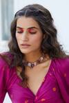 Buy_Osvag India_Gold Plated Semi Precious Gemstone Necklace _Online_at_Aza_Fashions