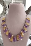 Osvag India_Gold Plated Amethyst And Citrine Topaz Bead Drop Necklace _Online_at_Aza_Fashions