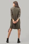 Shop_Chillosophy_Brown Poplin Round Short Dress With Drawcord Hem  _at_Aza_Fashions