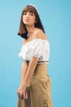 Buy_Chillosophy_White Poplin One Shoulder Crop Top  _at_Aza_Fashions