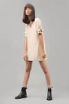 Buy_Chillosophy_Beige European Crepe V Neck Short Box Dress  _Online_at_Aza_Fashions