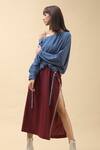 Buy_Chillosophy_Blue European Crepe One Shoulder Off Top With Slit Skirt _at_Aza_Fashions