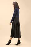 Shop_Chillosophy_Black European Crepe Straight Collar Pleated Midi Dress _Online_at_Aza_Fashions