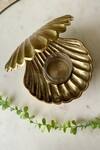 Shop_Mason Home_Gold Aluminium And Glass Ambrai Shell Shaped Candle Holder_at_Aza_Fashions