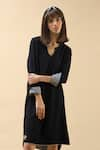 Buy_Chillosophy_Black Crepe Notched Round Neck Knee-length Tunic  _Online_at_Aza_Fashions